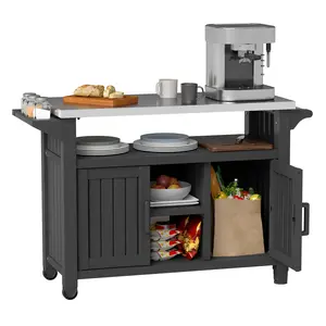 Rolling Utility Cart, Kitchen Storage Cart with Wheels, Large Capacity Utility Cart with Tabletop & Mesh Baskets for Kitchen, Bathroom, Laundry Room