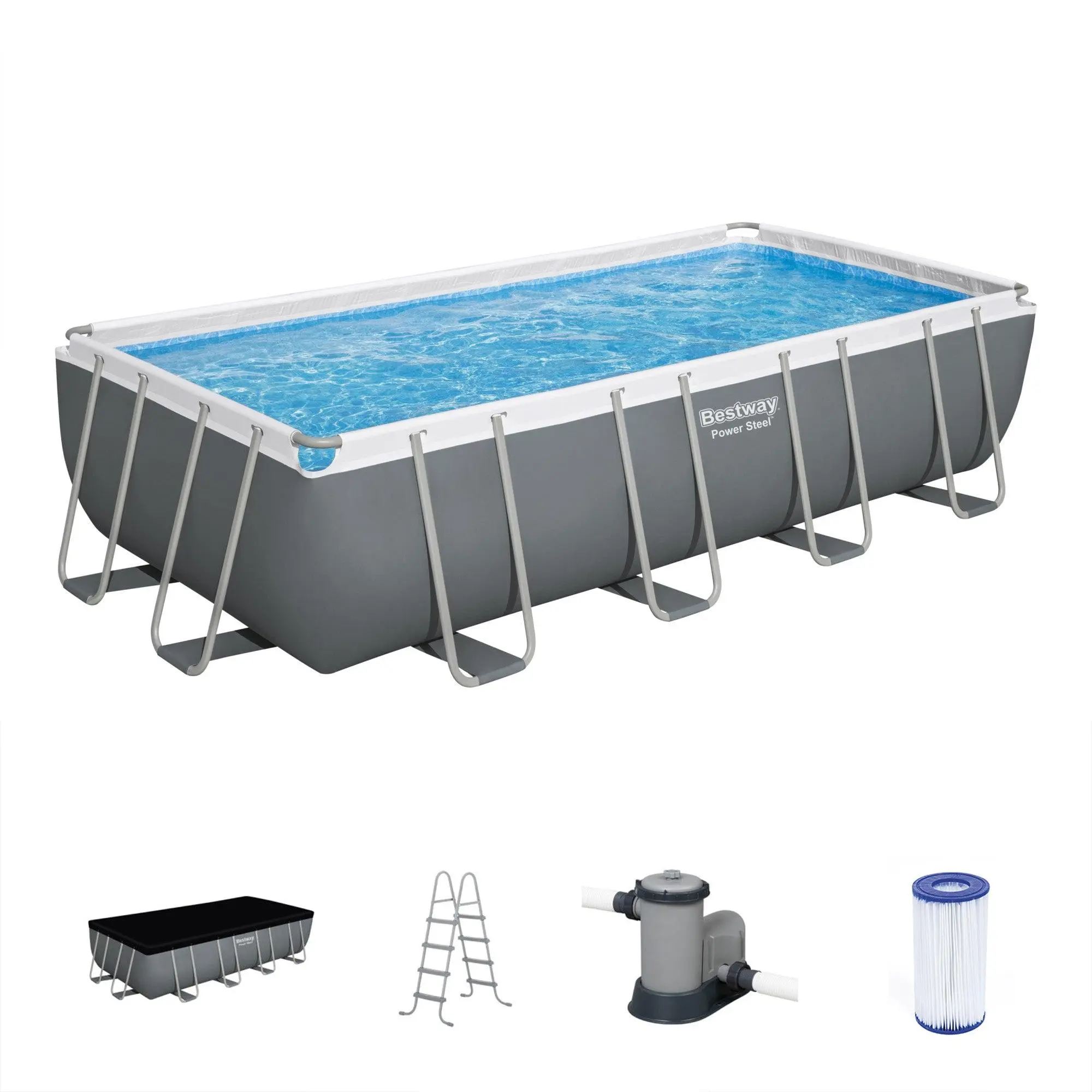Bestway Power Steel 18' x 9' x 48" Rectangular Above Ground Swimming Pool Set Bestway Power Steel 18' x 9' x 48" Rectangular Above Ground Swimming Pool Set