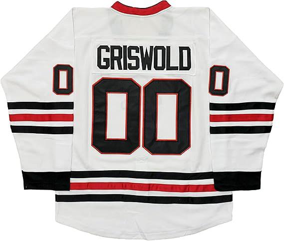 Men's Griswold Vacation Jersey griswold moose clark sunday hockey shirt Man #00 Griswald Hockey Movie Jacket - Christmas Holiday Sports Jacket White Stitched Style with Moose Logo