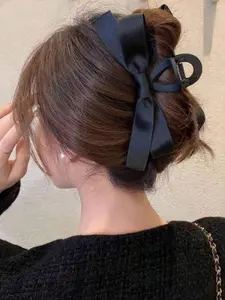 French Large Bow Hair Claw Clip, Ribbon Bowknot Clamp for Thick or Curly Hair, Elegant Decorative Barrette for Women & Girls, Hair Clips