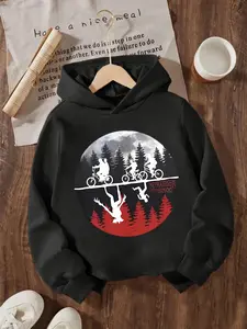 New Spring And Autumn Children's Clothing, Boys And Girls' Creative Hooded Sweatshirts, Stranger Things Inverted World Print Tops, Trendy, Casual, Fashionable And Unique Daily Wear That Suits Any Occasion, Ideal Gift Choice