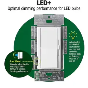 Diva LED+ Dimmer Switch for Dimmable LED and Incandescent Bulbs, 150-Watt/Single-Pole or 3-Way, White (DVCL-153PR-WH)