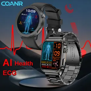 COANR Pulse 3 AI Health  ECG smartwatch, unisex, Bluetooth call with mobile phone synchronization information, 1.46-inch ECG heart rate tracking, sleep monitoring, over 100 exercise modes, Android and iOS fitness tracker, IP68 waterproof, black Wearable