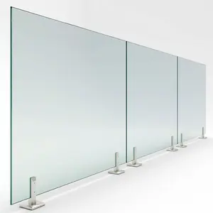 Smart Guard Frameless Glass Railing Panel - 1/2'' Clear Tempered Glass with 2 Posts - Indoor & Outdoor Railing System - Easy Clean Brushed Stainless, 36" High x 4FT Long