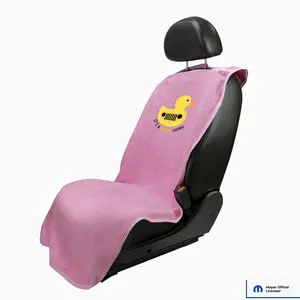 Pink Cotton Seat Towel Cover with Yellow Duck Logo – Soft, Absorbent & Machine Washable – Easy to Install & Multipurpose Protection