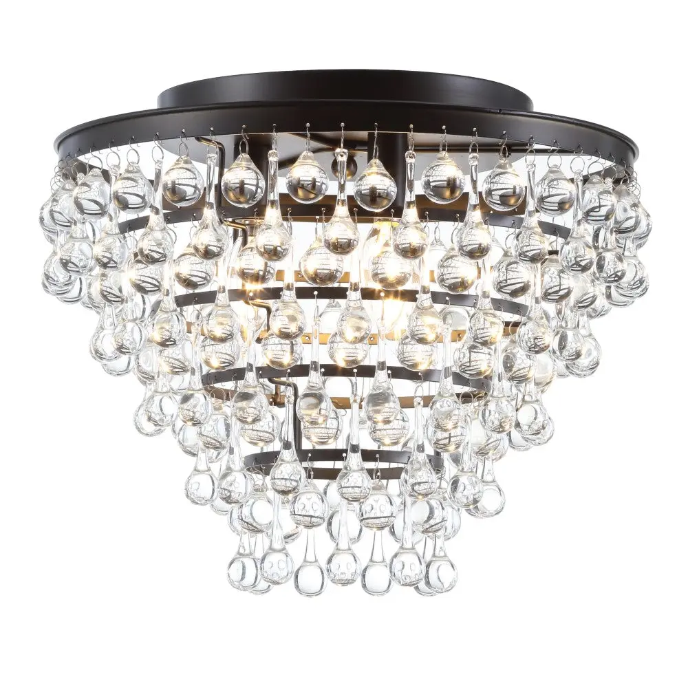 JONATHAN Y Toronto 16" Metal/Crystal LED Flush Mount JONATHAN Y Toronto 16" Metal/Crystal LED Flush Mount