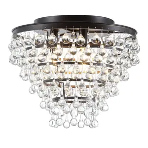 JONATHAN Y Toronto 16" Metal/Crystal LED Flush Mount