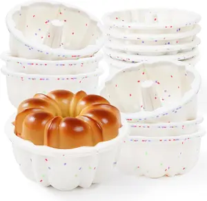 4 Inch Silicone Mini Fluted Tube Cake Pans with Metal Frame, 12 Pcs Nonstick Mini Flan Molds for Baking, BPA Free – Individual Reusable Jello Mold for Small Business or Home Baker