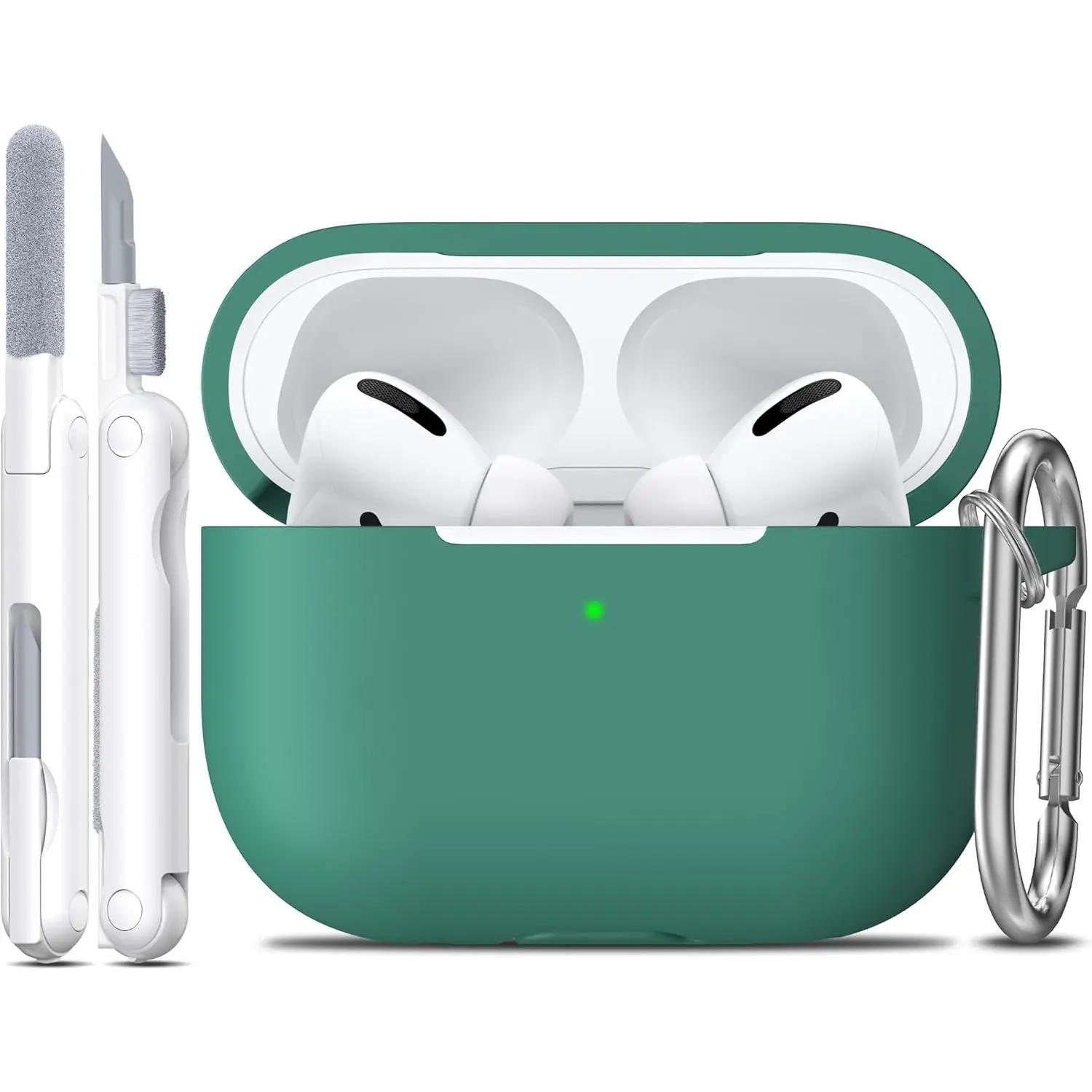 Compatible with AirPods Pro 2nd/1st Generation Case with Cleaner kit,Full Protective Silicone Compatible with Apple AirPods Pro Charging Case,Front LED Visible,Black