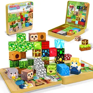 Magnetic Building Block Toys, Creative Magnetic Blocks, Magnetic Building Set, Magnetic Construction Set, Wild Animal Treasure Hunting Scenes, STEM Stacked Puzzle Toys, Suitable for Sensory Birthdays and Halloween Gifts for Boys and Girls
