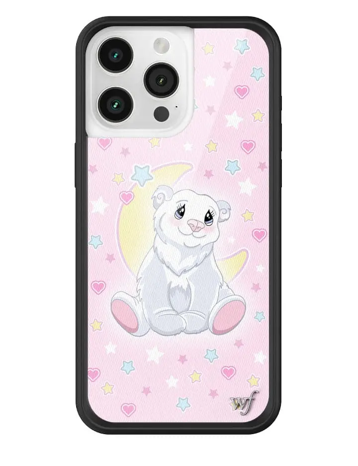 Polar Bear Princess | Limited Edition Trendy iPhone Case | Raised Protective Black Bumper | Women Owned Small Business | Pretty Pink Background Crescent Moon Pink Blue and White Stars Adorable Cute Polar Bear | Safety Casing Protective | Gift for Her