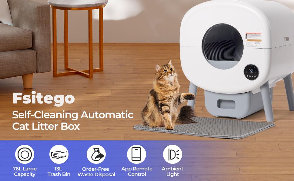 FSITEGO-Self Cleaning Cat Litter Box: Extra Large Automatic Litter Box ...
