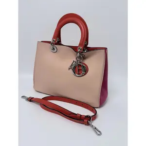 Pre-owned Dior leather Tote Bags Christian Tri Color Smooth Calfskin Medium Diorissimo Tote Bag Handle Handbag ZS003DR