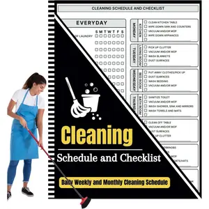 Cleaning Schedule and Checklist, Daily Chore List, Household Chores Check Lists, Daily, Weekly and Monthly Cleaning Schedules, Custom Adjustable Chore List, Visual Chore List, 8.5x11 Inch
