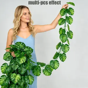 1 Set 67.7 Inch Realistic High Quality Monterey Leaf Vine, Artificial Faux Plant for Indoor Outdoor Wall Staircase Decor, Valentine's Day Thanksgiving Easter Decoration