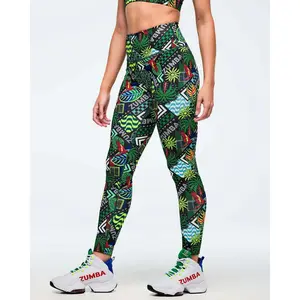 Latin Movement Z-Lift High Waisted Ankle Leggings - Black/Green