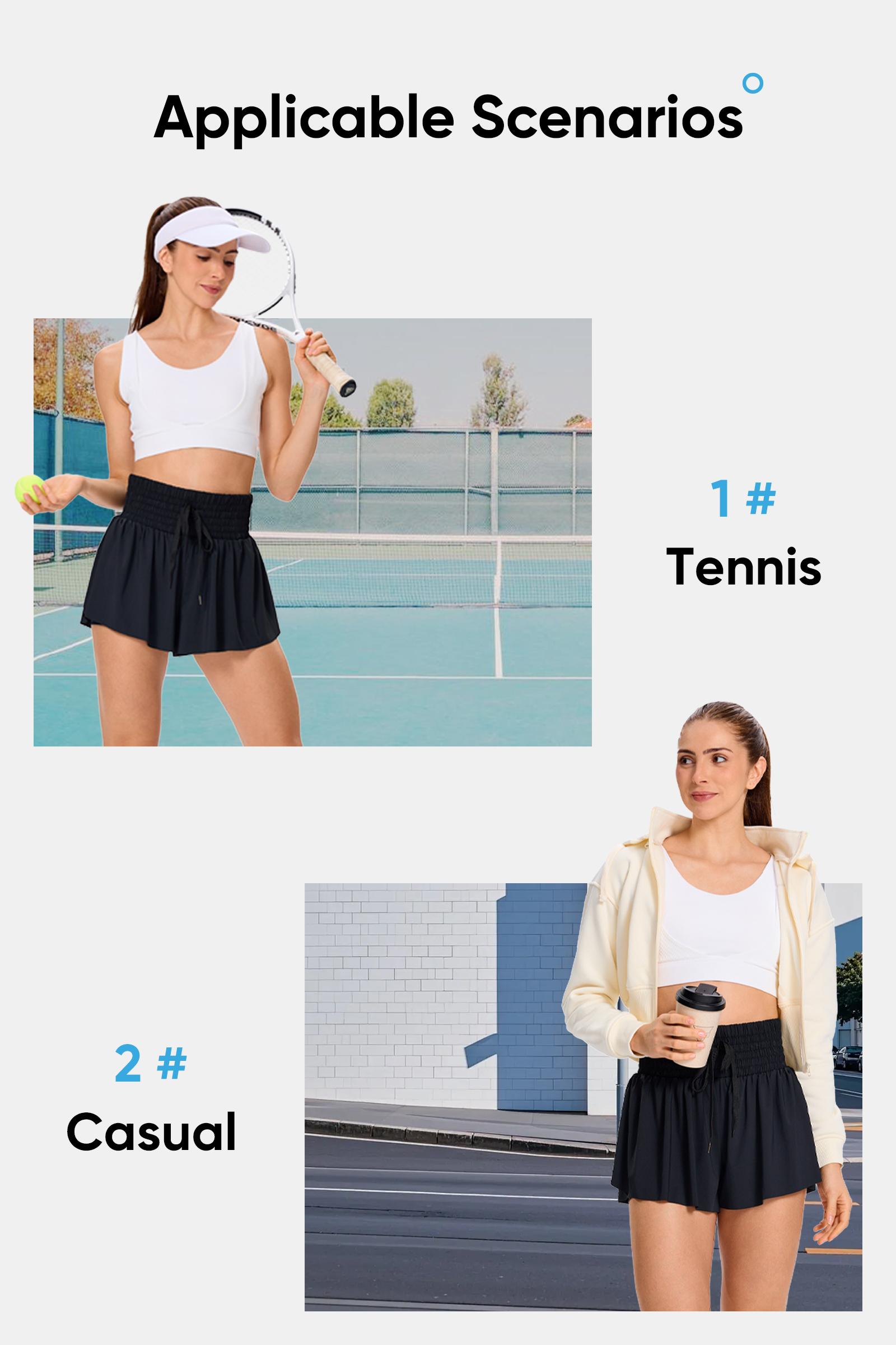 3 pcs / 3 sets High-Waist Flowy Athletic Sports Shorts for Women Casual Shirred Shorts, Golf Butterfly Skirt, Sport & Outdoor Clothing for Yoga, Workout, and Running,Women’s Workout Clothes, Gym Shorts for Women, Workout Shorts, Activewear