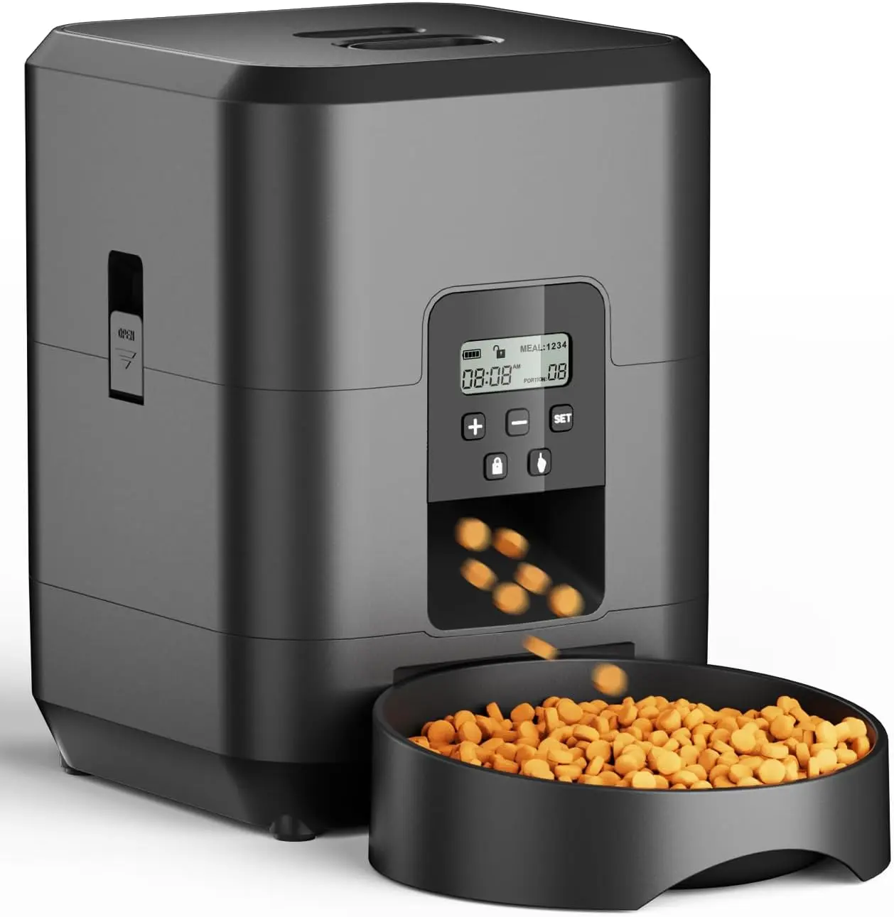 Automatic Cat Feeder, 2L Timed Pet Food Dispenser with Anti-Clog Design, Safety Lock, Easy to Clean, Dual Power Supply, Programmable 1-4 Meals & Portion Control for Small Medium Dogs Cats