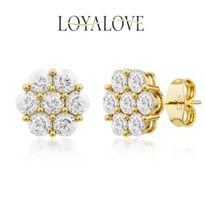 S925 VVS Moissanite Flower Stud Earrings Synthetic Moissanite Jewelry Perfect Birthday Mother's Day Gift for Men Women Silver Earrings Gold Earrings Moissanite Wedding Set