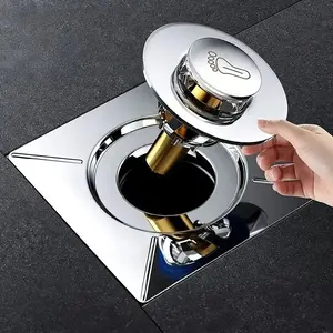 Stainless Steel Foot Operated Drain Cover, One-Button Operation, Leak Proof Design, Strong Odor Removal System, Suitable for Shower Room, Shower Bath Accessories