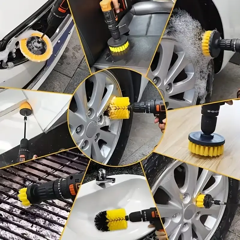 3pcs/7pcs Drill Brush Attachment Set, Drill Brush Attachments for Cleaning, Power Scrubber Cleaning Brushes, All Purpose Drill Brush with Extension for Grout, Bathroom, Kitchen, Car