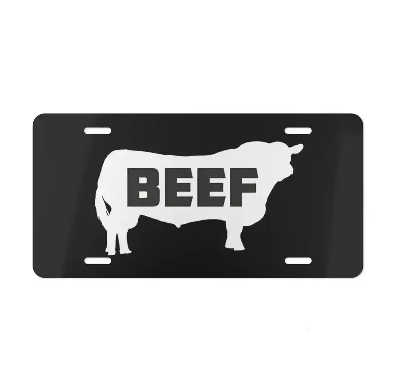 [HOT TREND] Heavy Duty Aluminum Beef Cattle License Plate - Farm Ranch Front Truck Tag