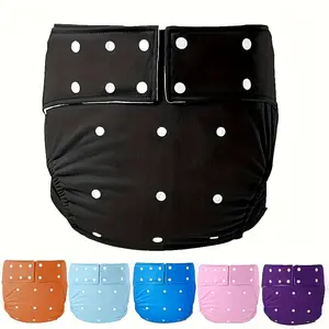 1pc Comfort-Fit Adult Diaper - Reusable, Adjustable, Leakproof Cloth Nappy for Elderly Men & Women |  Urinal Pants in Black, Brown, Blue, Purple, Pink with Polka Dot Design
