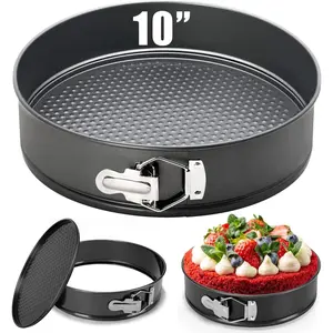 10 Inch Round Springform Baking Pan Leakproof Nonstick Removable Bottom Bakeware for Cake Cheesecakes Pizza and Quiches