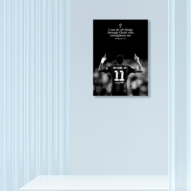 1PC Framed 2D Graphic Design Neymar Football Poster - Suitable for Bedroom, Office, Living Room, Cafe, Bar, Dorm - Fan Inspiration Gift Motivational Football Theme Decoration - Perfect for Football Lovers, Ornaments, Decor, Decoration