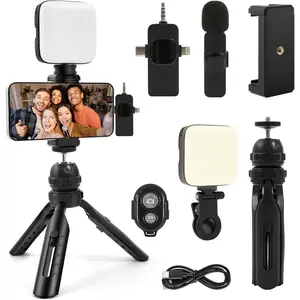 Vlogging Kit for , Android with Tripod,  Lavalier Microphone, Selfie Light, YouTube Starter kit Content Creator Equipment with for Video Conference, Vlogging, YouTube,