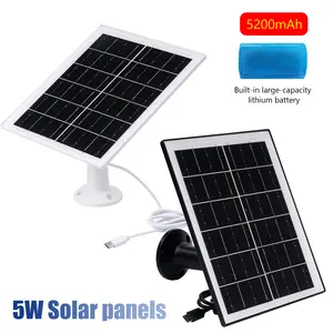 5W monocrystalline solar panel with built-in upgraded high-capacity rechargeable battery (5200mAh), third-generation emergency solar charger, suitable for portable outdoor travel, ideal for low-voltage safety cameras, fans and other electronic devices