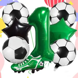 Number & Football Themed Foil Balloons Set, Multi-Piece Multi-Shape, Ideal for Sports Birthdays, Parties, Festivals, Photo Props