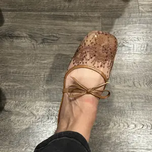 Women's Embroidered Mesh Ballet Flats, Elegant Square-Toe Flat Shoes for Parties and Daily Wear, Lightweight Breathable Comfortable Footwear for Women & Girls