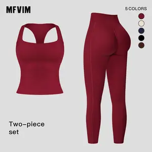 Two Pieces MFVIM Women's Sports Suit, Comfortable Active Wear for Workouts and Gyms, Athleisure for Daily Use Breathable Activewear Lightweight Compression Sportswear SpringStatements Fitness Clothes