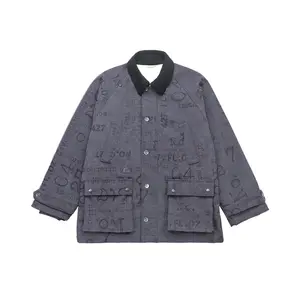 Hirono Living Wild-Highway Corduroy Cropped Jacket Dark Grey