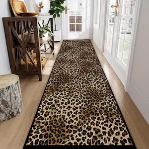 Jit-1pc Leopard Print Fashion Hallway Rug, Animal Print Rug, Modern Runner Rug, Elegant Leopard Spot Pattern, Flannel Long Strip Carpet, Non-Slip, Indoor Decor, Home Decor Rug, Leopard Print Rugs