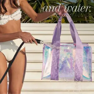 Transparent handbag, beach bag for ladies, with large capacity for storage during seaside vacations and trips