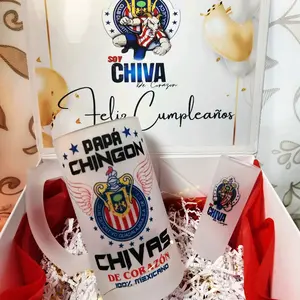 Chivas Personalized Gift Box with 16oz Glass & 3oz Shot Glass Set - Feliz Cumpleaños Design - Papa Chingon Theme Drinkware