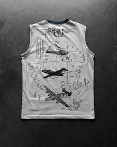 AVIATOR TANK TOP - MENSWEAR ATHLETIC VINTAGE STREEWEAR TOPS SLEEVELESS COLLAR COTTON