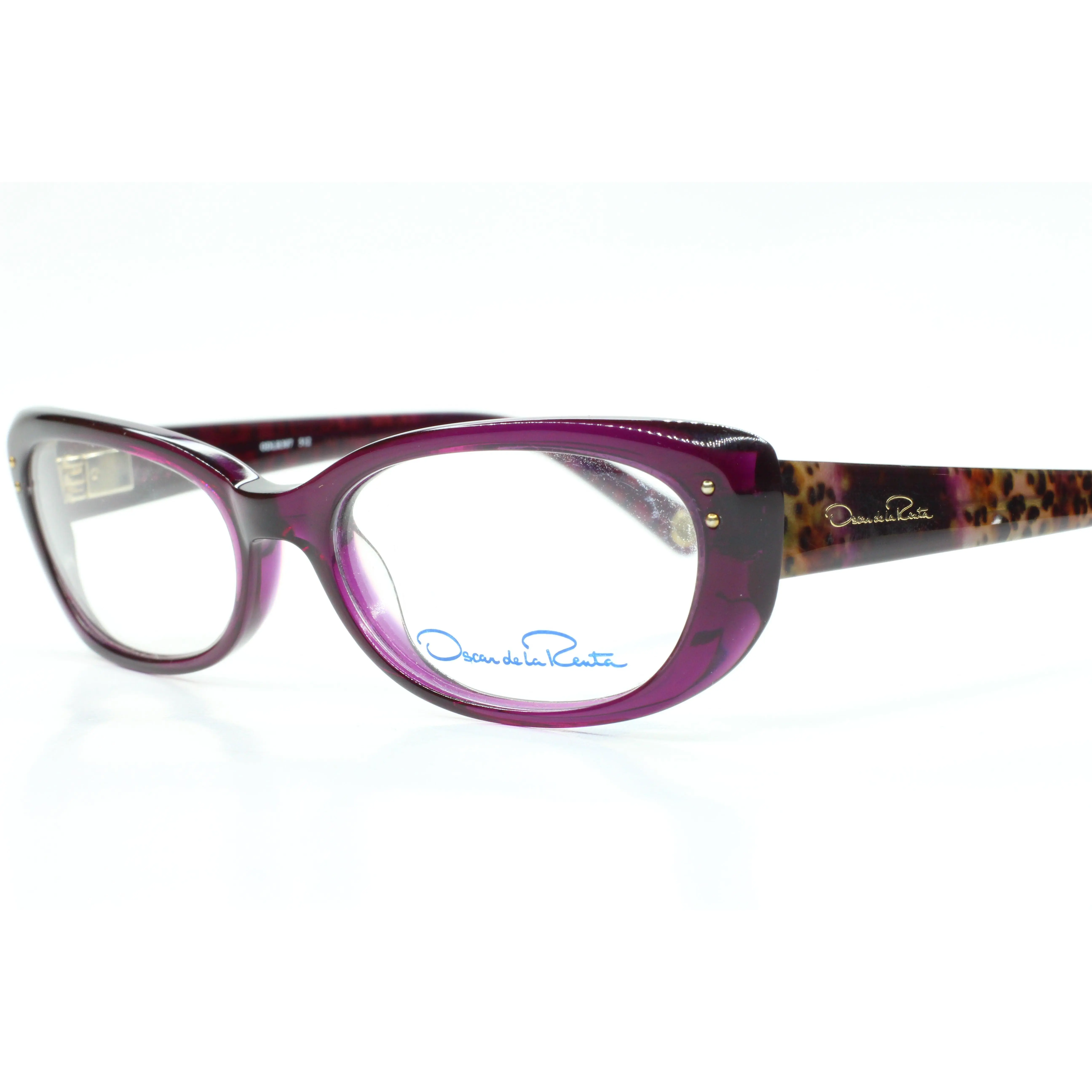 Oscar De La Renta ODLR387 512 Purple Cheetah Acetate Designer Eyeglasses -Wo
