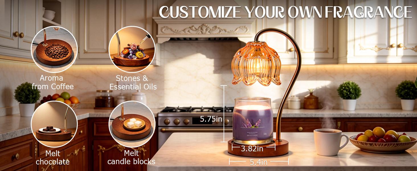 Flower Candle Warmer Lamp with Timer, Dimmable Candle Lamp Warmer, Mothers Day Birthday Gift for Women Her Mom, House Warming for New Home Decor, Lotus Wax Warmer for Yankee Candles