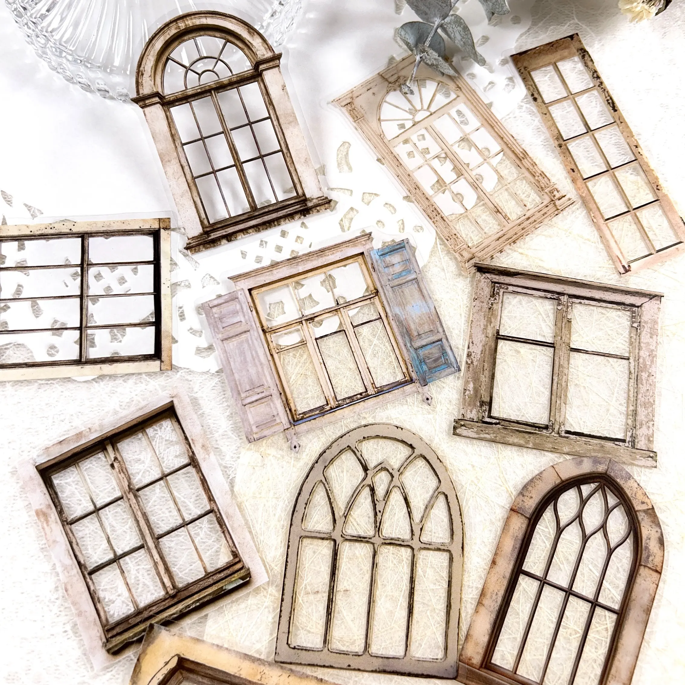 Window Scene Diary DIY Collage Decoration Photo Album Scrapbook Pet Stickers, Pack of 10 Sheets, Perfect for Creative Crafts