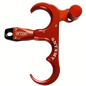 SNTXMY 3 Fingers Red Bow Release for Compound Bows Archery Triggers with 360° Rotating Thumb Release and Automatic Jaw Closure