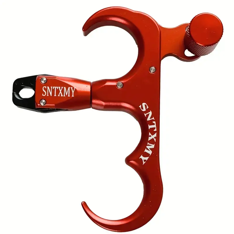 SNTXMY Thumb Archery 3-Finger Release Trigger, 1-Piece Cast Aluminum Alloy, 360° Rotating Thumb, Automatic Jaw Closure, Adjustable Sensitivity, Compatible with All D-Ring/Compound/Recurve Bows, Withstands 80-100 Lbs Tension, for Beginners & Experts, One P