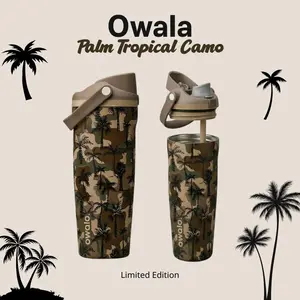 [NEW RELEASE] Owala Palm Tropical Camo 30oz Freesip Sway Tumbler with 24-hour insulation and lockable lid, Suitable For Travel, Outdoor, Gift For Him