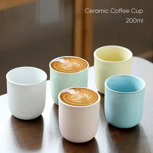 1pcs 200ml Ceramic Coffee Cup Espresso Cups Pottery Afternoon Tea Cup Breakfast Milk Porcelain Mug Drinking Mug Household Water Cups
