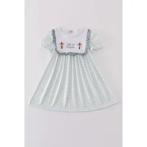 Blue he is risen embroidery dress