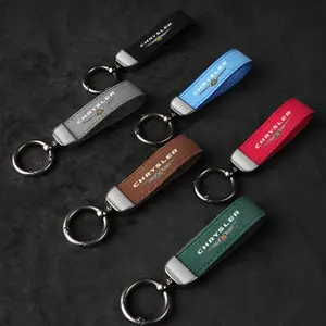 Car Styling Zinc Alloy Keyring, Suede Leather Keychain, Auto Accessories for Chrysler 300C, Pacifica, Pt Cruiser, Grand Country, Voyager