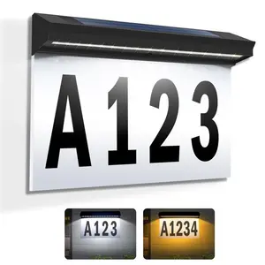 Solar-powered 30LED Digital Address Number Plate 9 inches Waterproof Outdoor Wall-Mounted Lighting for Modern Farmhouse Door Numbers Home Business Decor