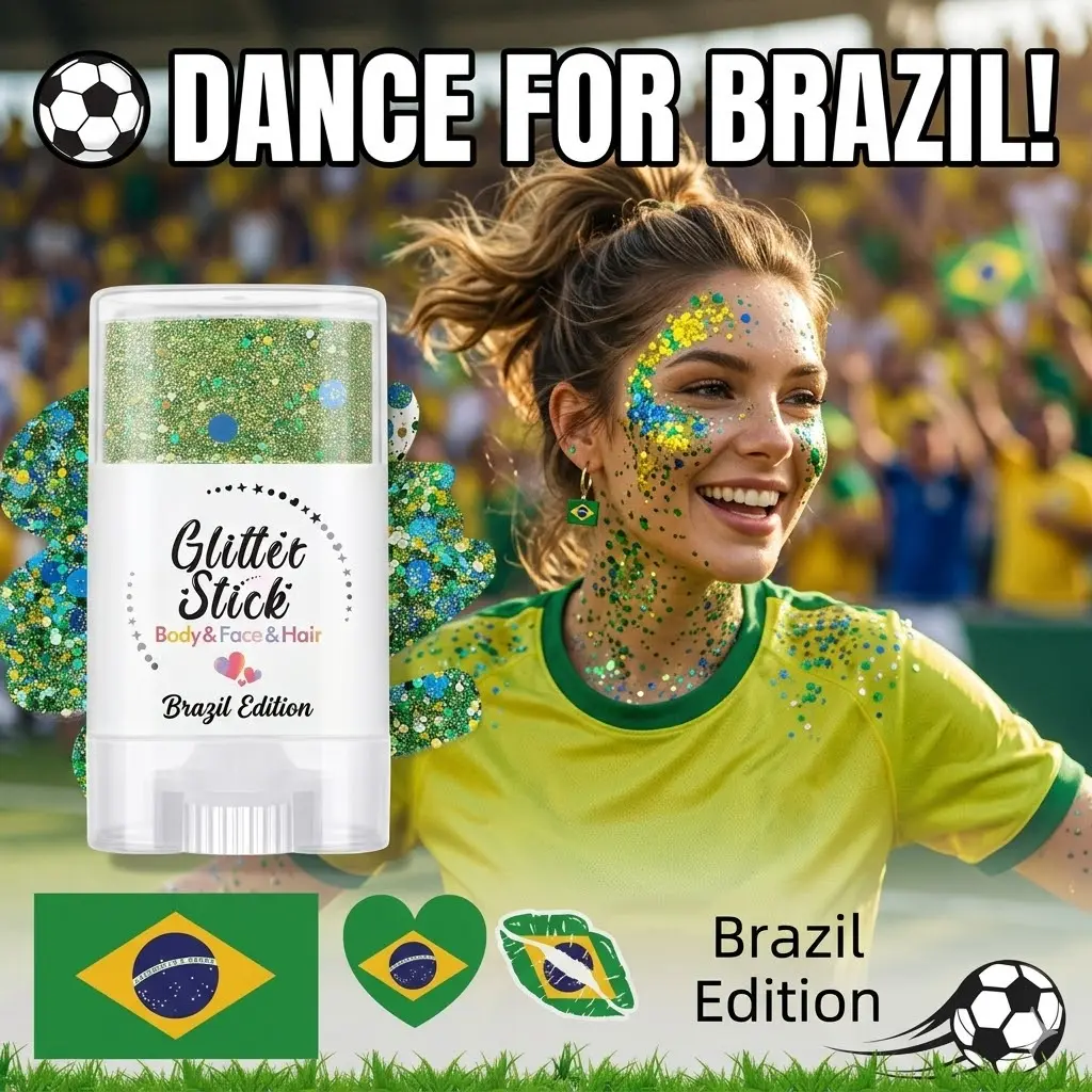 YS LAB Festival Face Body Glitter Set - Cosmetic Holographic Chunky Glitter for Soccer Tournament Fans, Game Day Makeup, Rave Party Accessories
